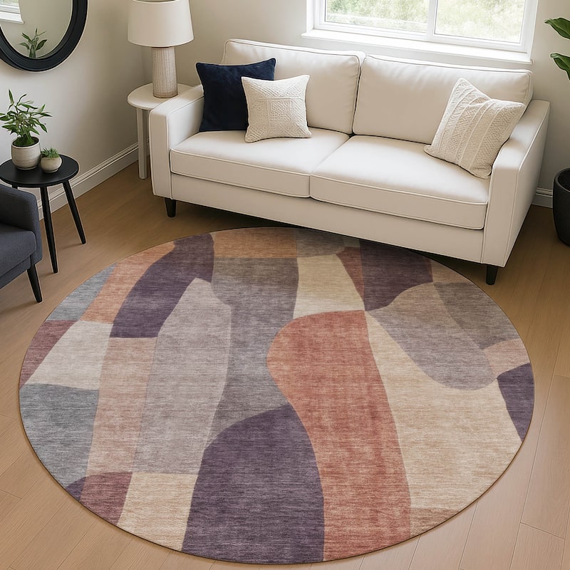 Machine Washable Indoor/ Outdoor Contemporary Layers Chantille Rug