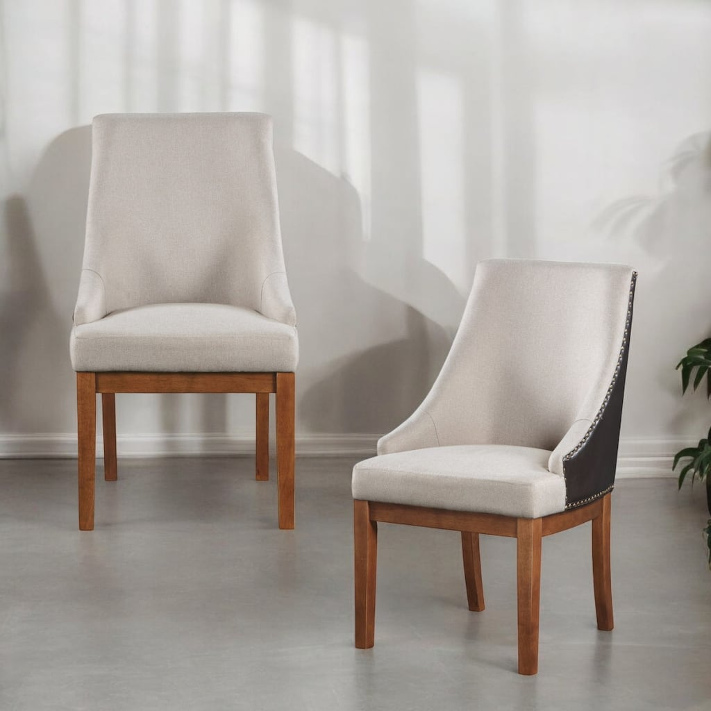 Brown Synthetic Leather and Brown Finish Side Chair ( Set of 2)