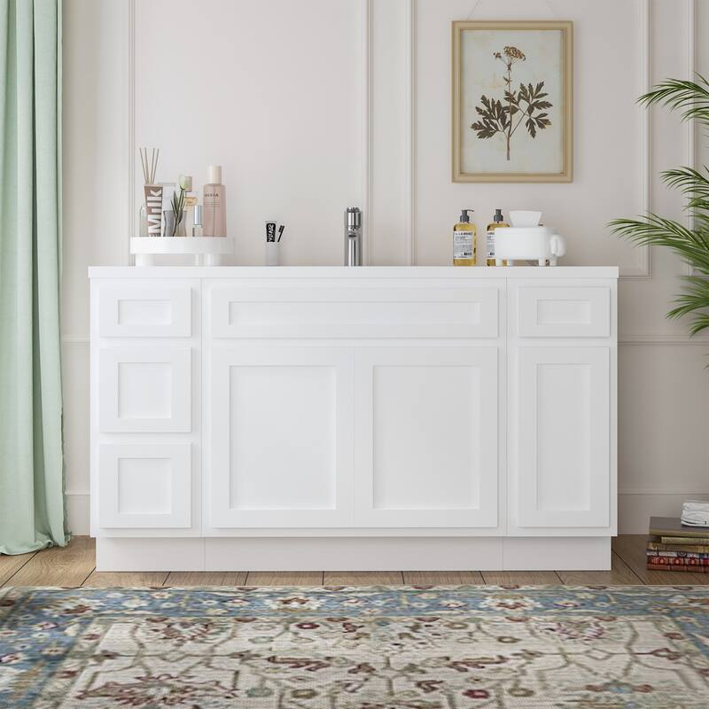 Vanity Art 63" Oak Freestanding Bathroom Vanity Cabinet without Top