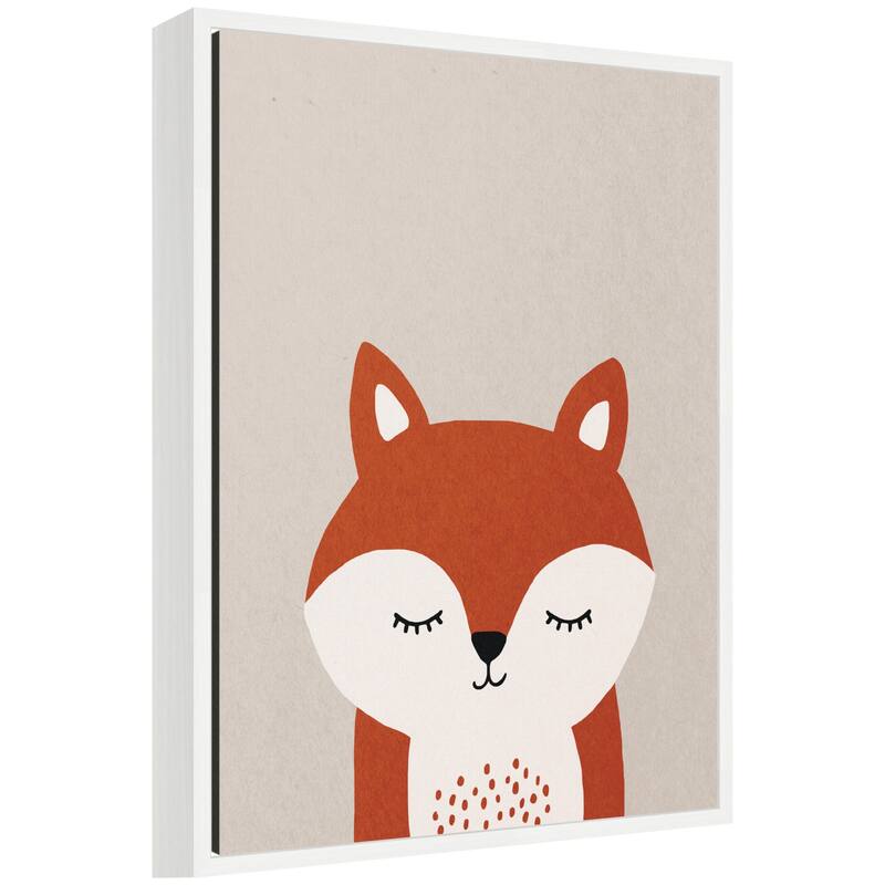 Kate and Laurel Fox by July Art Prints Framed Canvas Wall Art Print - 18x24 - White