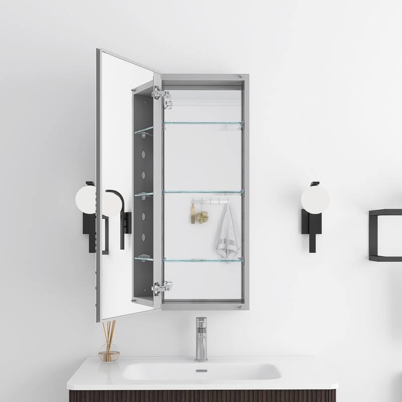 Rectangular Aluminum Medicine Cabinet with Mirror