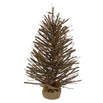 2' Medium Potted Warsaw Twig Artificial Christmas Tree - Clear Lights - 2 Foot