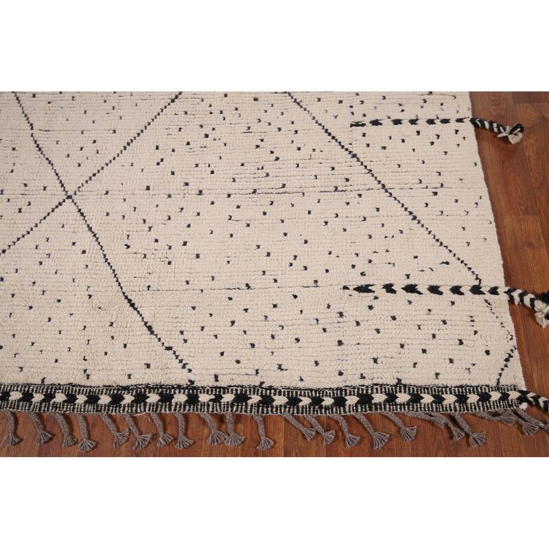 Striped Moroccan Area Rug Handmade Wool Carpet - 5'8" x 9'8"