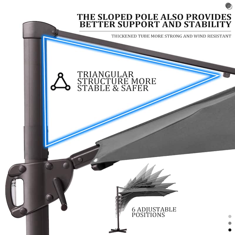 Pellebant 9 x 11 ft Outdoor Patio Cantilever-Offset Umbrella with Weight Base Double Top