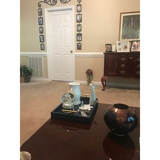 Kate and Laurel Lipton Polished Metal Handle Decorative Tray - 16.5x12.25x3.25