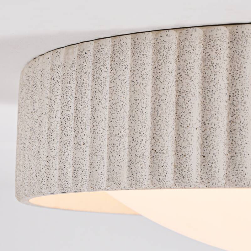 25W Modern Beige Cement LED Flush Mount Ceiling Light, Minimalist Textured Design for Bedroom & Bathroom - 1 Light