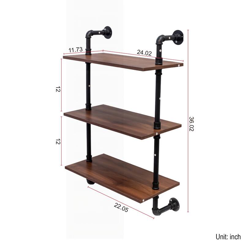 Versatile Industrial Pipe Shelf with Multiple Tiers and Hooks for Various Spaces