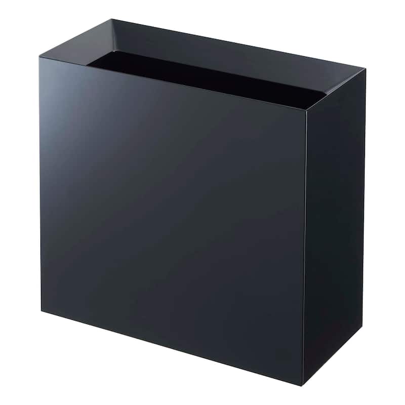 Yamazaki Home Trash Can - Two Styles, ABS Plastic, Wide, 4 gallons, 15 liters - Black