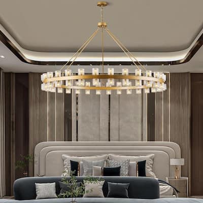 KAYLA Wagon Wheel Chandelier With Crystal Shade