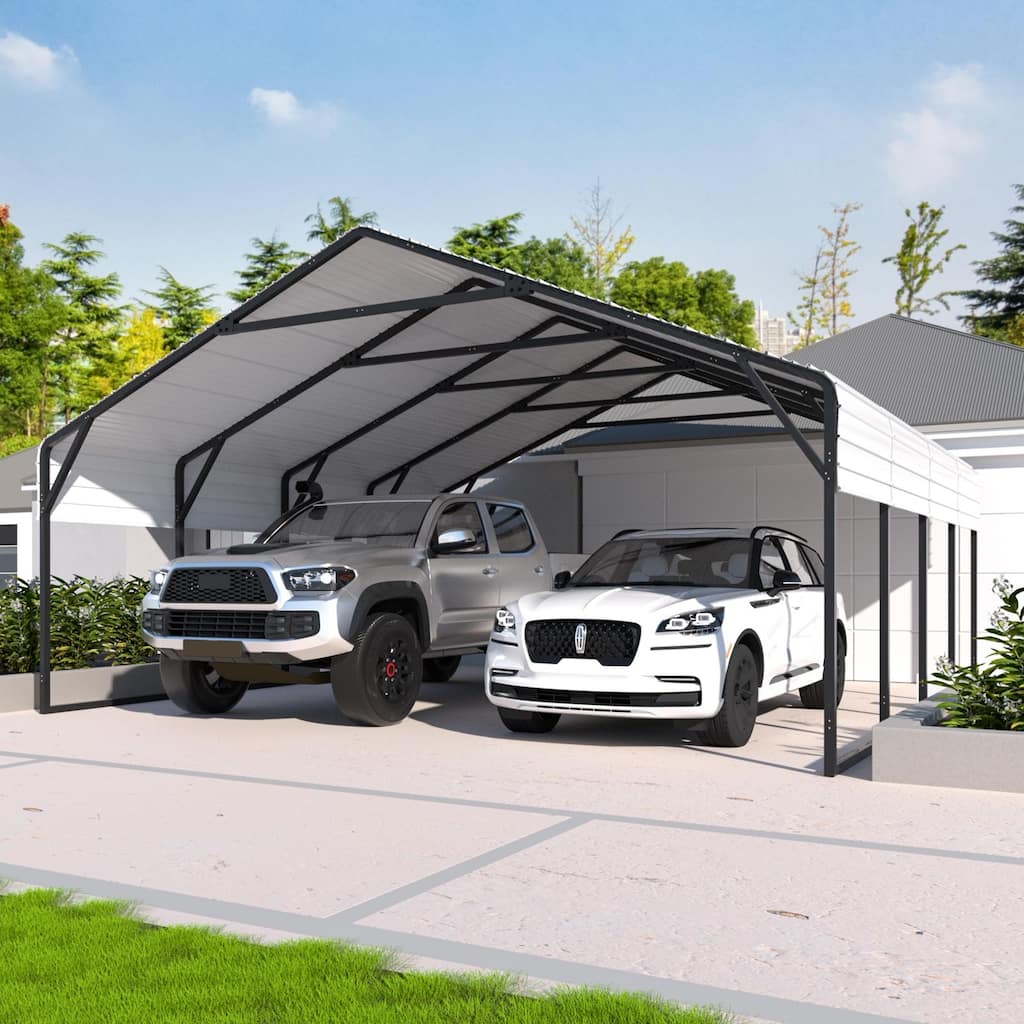 VEIKOUS 20x20 FT Heavy Duty Metal Carport, Garage Carport Car Canopy and Shelter