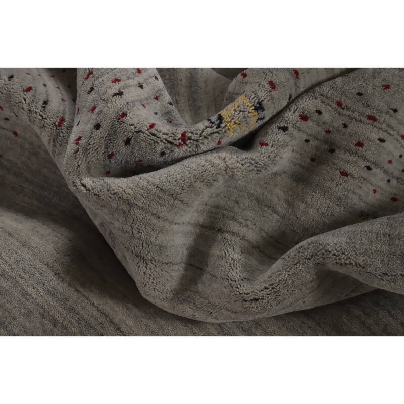 Hand Knotted Oriental 100% Wool Carpet Tribal Animal Pictorial Greys & Charcoal Gabbeh Area Rug - 9' 9'' X 7' 10''