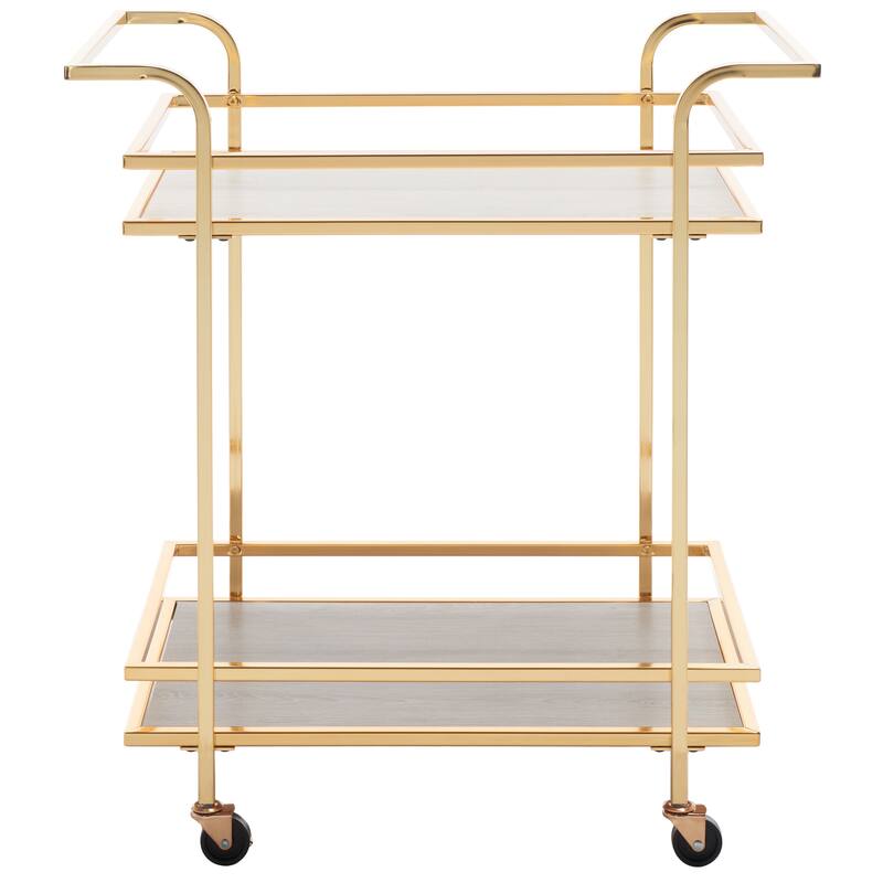 SAFAVIEH Home Collection Lameris 2 Tier Bar Cart With Handles - 30" L x 18" W x 33" H
