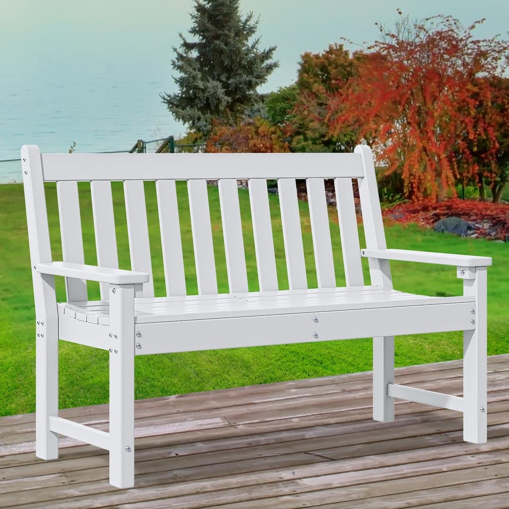 2-person HDPE Outdoor Seating Patio Bench with Arms and Back