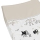 preview thumbnail 4 of 4, Jungle Safari Animals Boy Girl Changing Pad Cover Taupe Black and White Gender Neutral Elephant Giraffe Wildlife Adventure Zebra