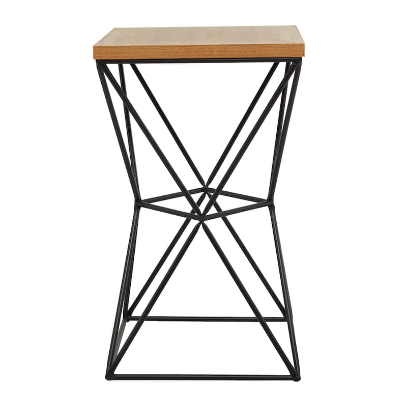 Brown Metal Contemporary Accent Table - 14 x 14 x 24