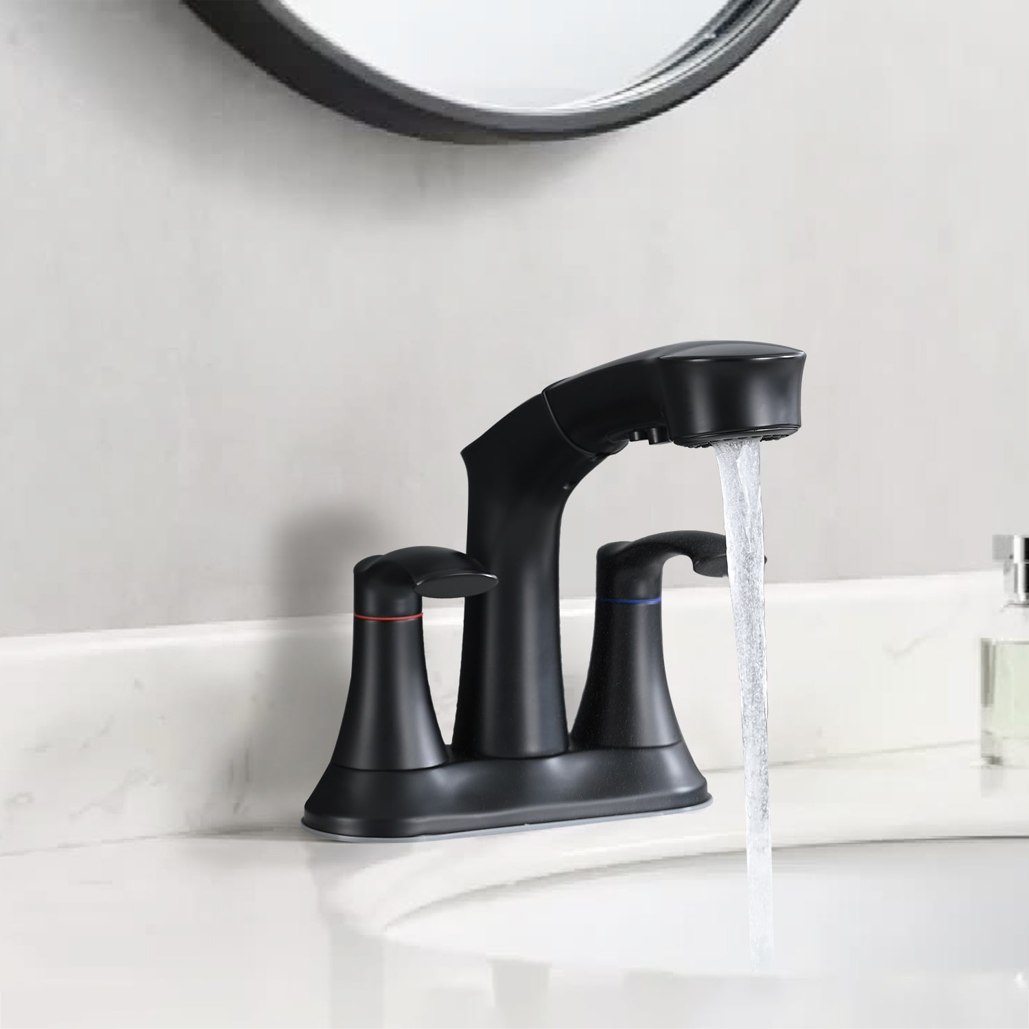 PROOX 4 in. Centerset Bathroom Sink faucet with Pull Out Sprayer