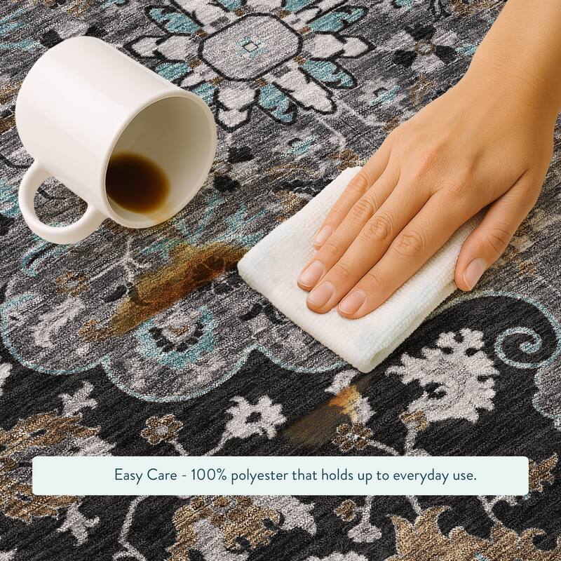 Machine Washable Indoor/ Outdoor Traditional Indore Chantille Rug