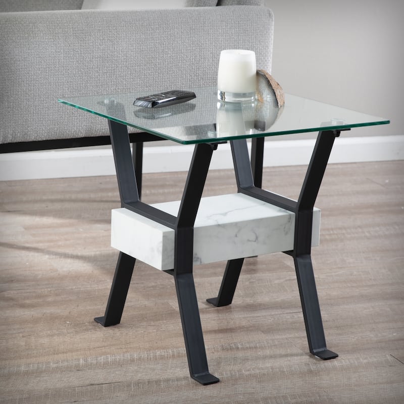 SEI Furniture Darvette Glass-Top End Table