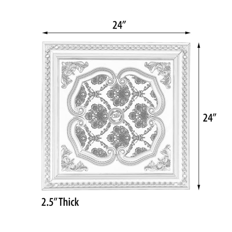 Silver Four Leaf Clover Square Chandelier Ceiling Medallion 24in