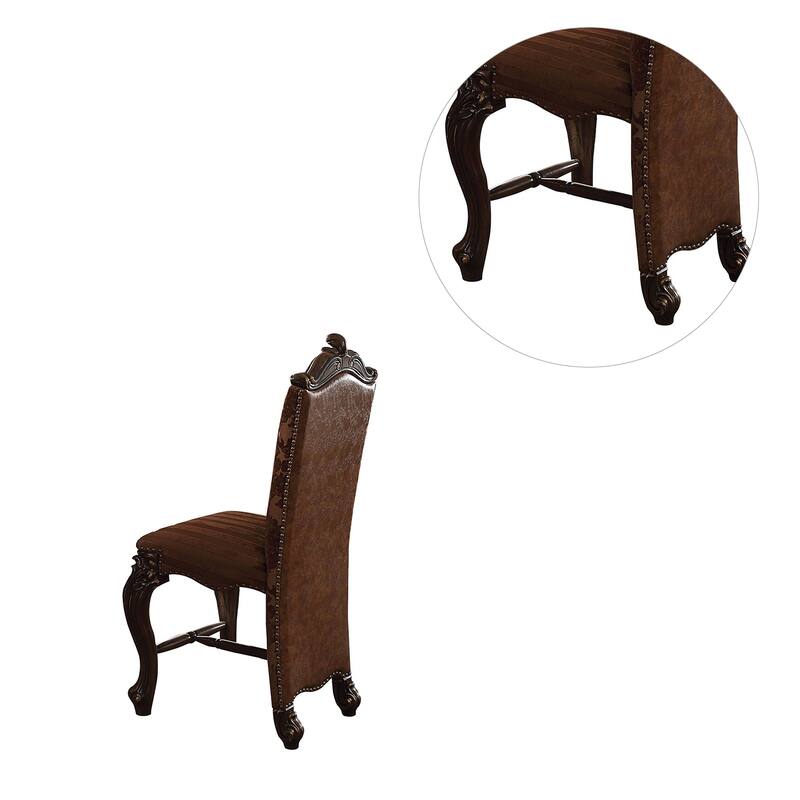 Set of 2 Faux Leather Counter Height Chair in Two Tone Light Brown