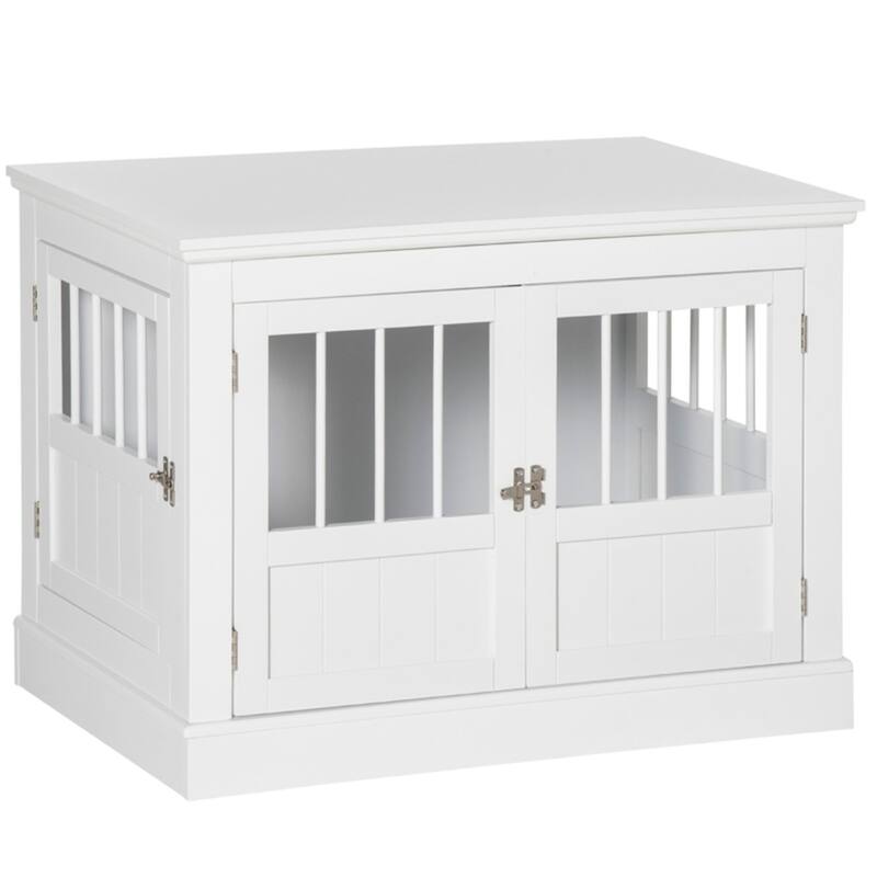 Dog Crate Table with French Doors and Magnetic Closure