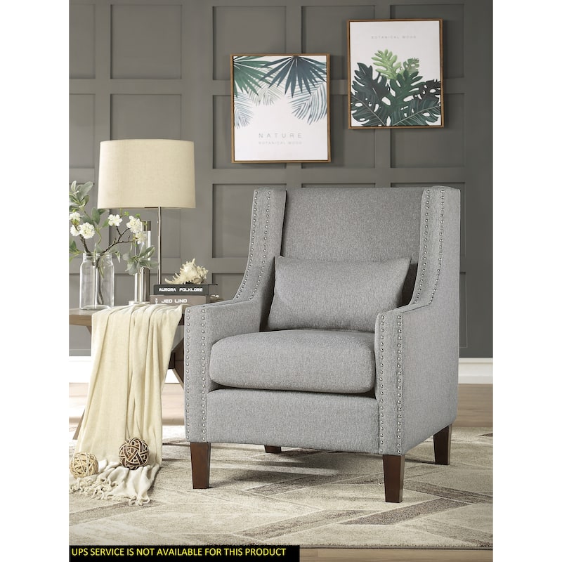 Traditional Accent Chair, Nailhead Trim, Solid Wood Frame