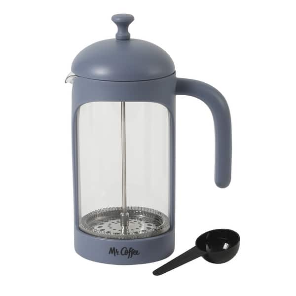 slide 2 of 39, Mr. Coffee French Press Coffee Maker, 31 oz Borasilicate Glass & Frame and Plunger, Includes Coffee Scoop Blue