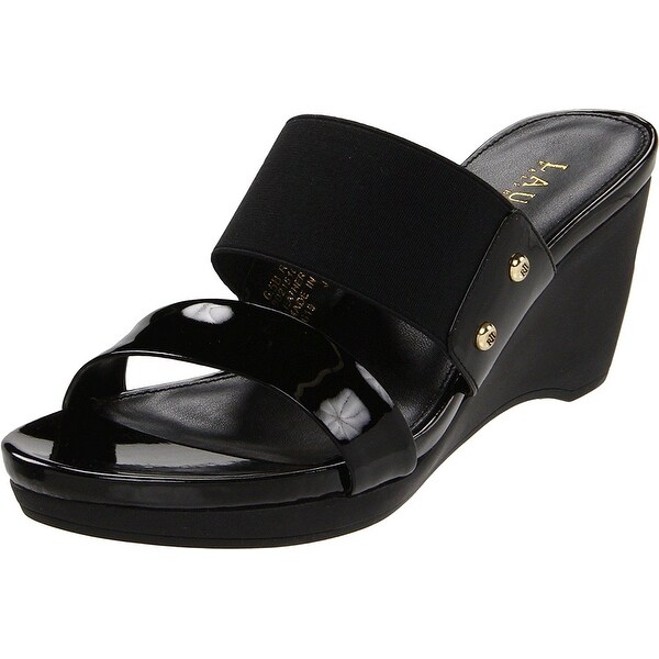 Ralph Lauren Womens RHIANNA Leather Open Toe Casual Slide Sandals