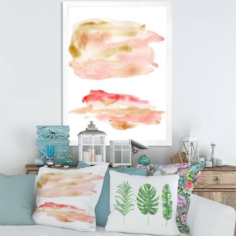 Designart 'Abstract Set With Pink Gold Beige and Red Spots' Modern Framed Art Print