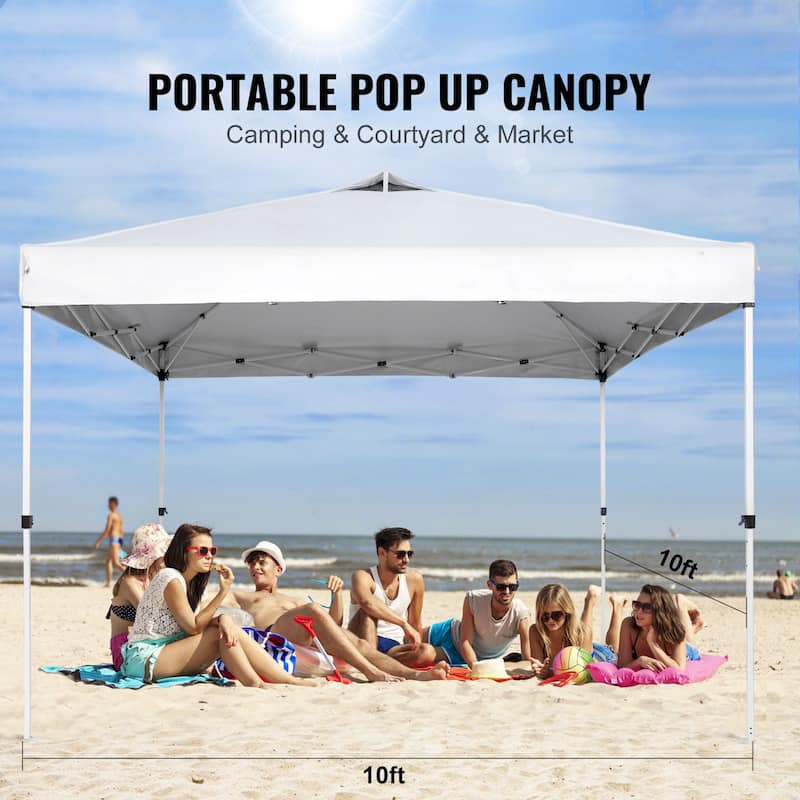 10x10 Ft. PU Canopy Tent with Steel Frame and Wheeled Bag - 120" L x 120" W