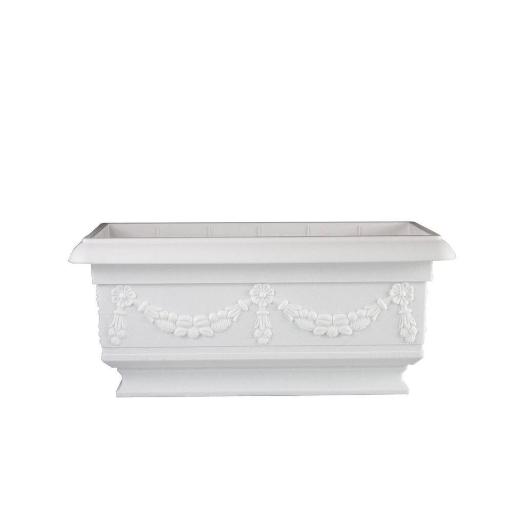 White Rectangular Pedestal Planter