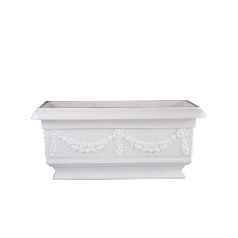 White Rectangular Pedestal Planter - White