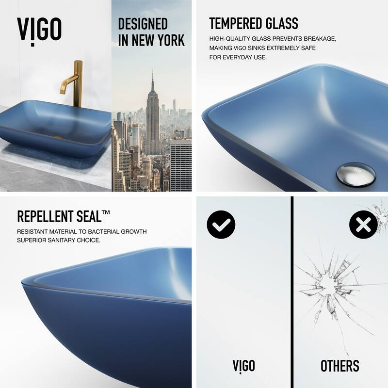 VIGO Sottile 18"L x 13"W Glass Vessel Sink and Apollo 12"H Faucet Set