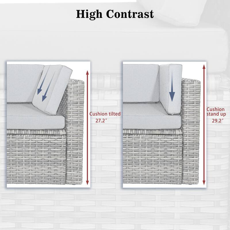 7 Pieces Outdoor Patio Sectional Sofa Couch