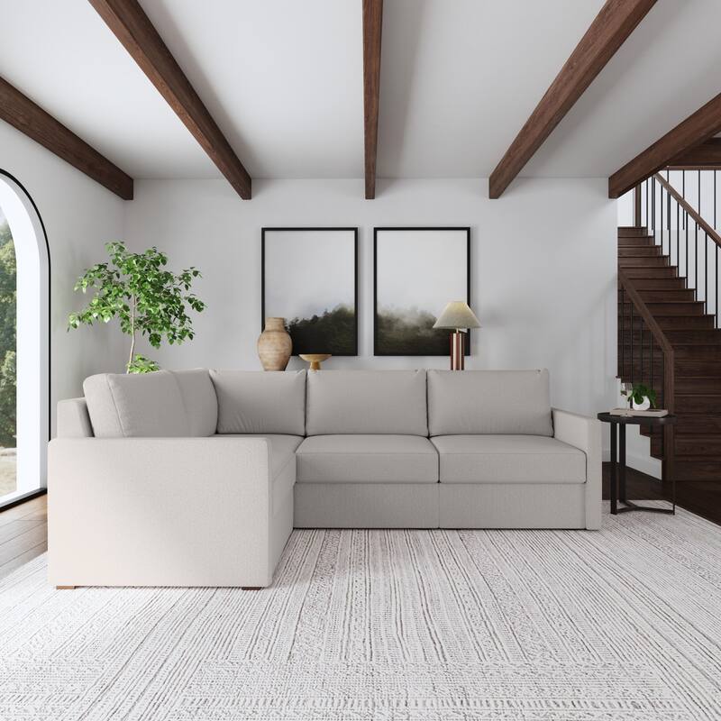 Flexsteel Fabric 4-Seat Modular Sectional in Light Tan
