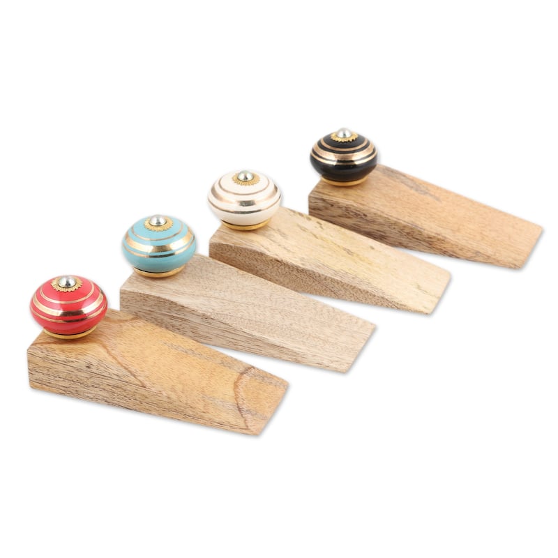 Novica Handmade Colorful Orbs Wood Door Stoppers (Set Of 4)