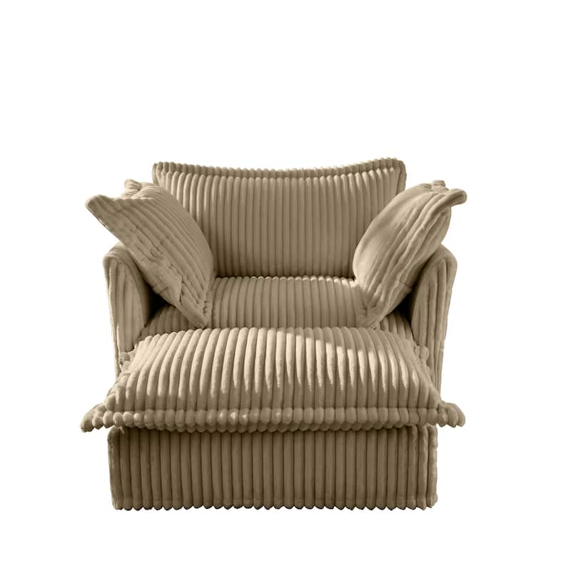 Oversized Accent Chair with Ottoman, Modern Cloud Chaise Lounge Chair with Deep Seat, Upholstered Armchair Reading Sofa Chairs