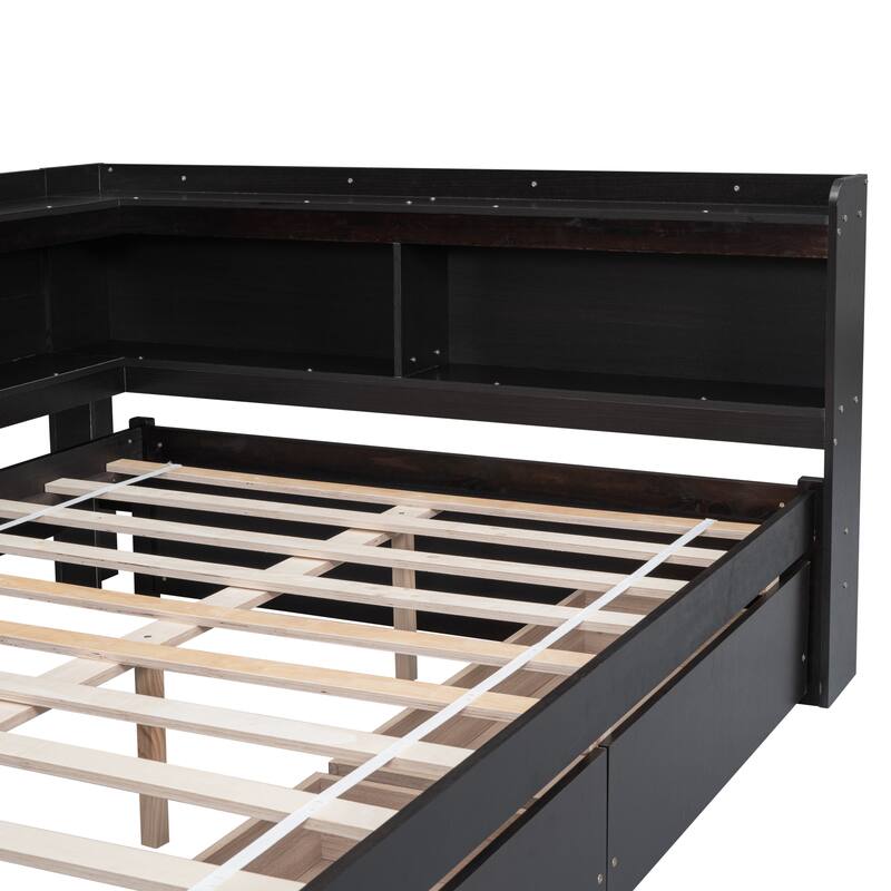 Full Bed with L-shaped Bookcases