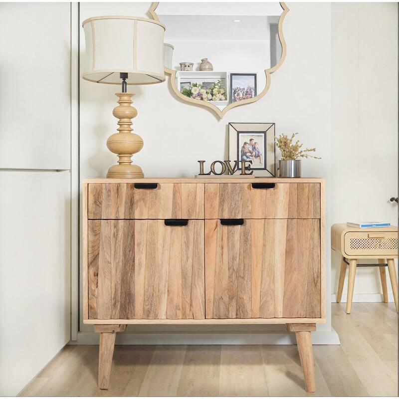 Stylish - Style 2 -Drawer 2 -Door Cabinet , Mango Wood in Natural Finish