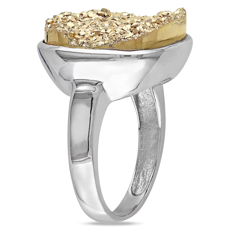 Miadora 3 1/2ct TGW Golden Color Druzy Gemstone Cocktail Ring Sterling Silver