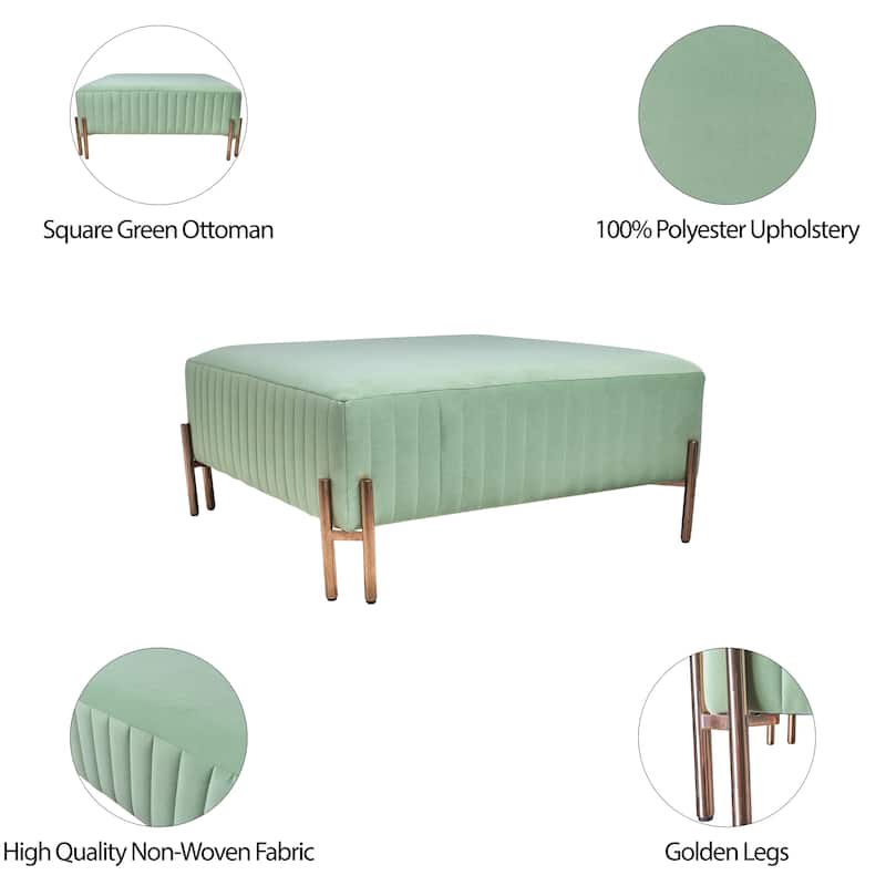 Sagebrook Home Modern Square Glam Upholstered Ottoman 18"H
