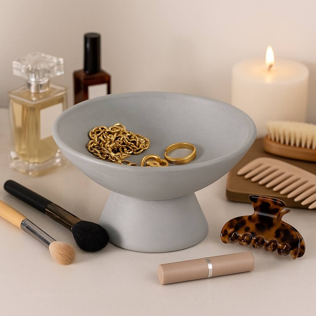 Sculptural Ceramic Pedestal Decorative Bowl - 12", Blue - 11.75"