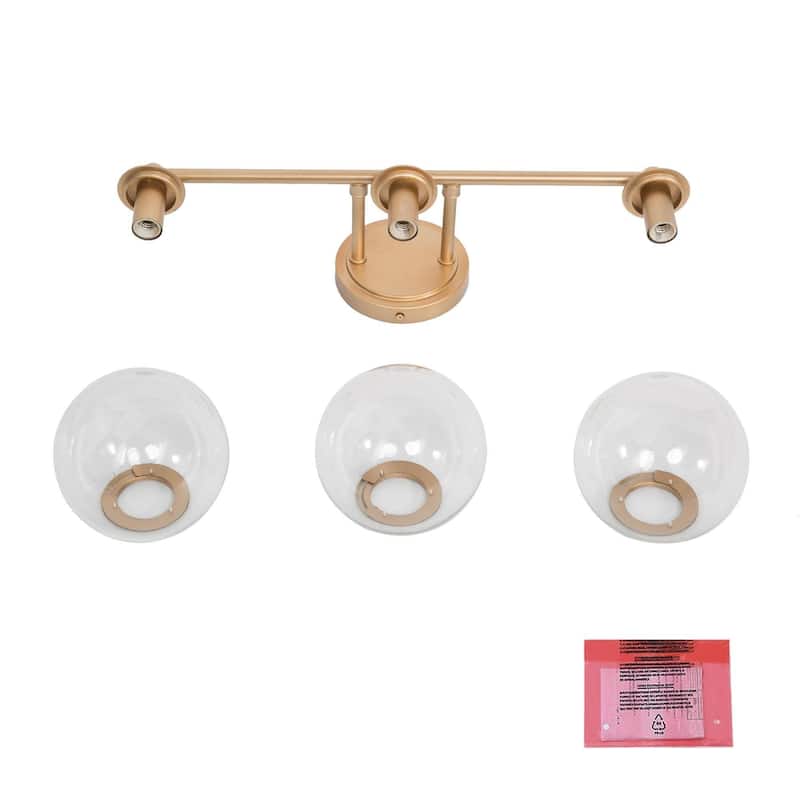 Holla Modern Farmhouse Matte Bronze Gold 3-Light Dome Glass Bathroom Vanity Lights Dimmable