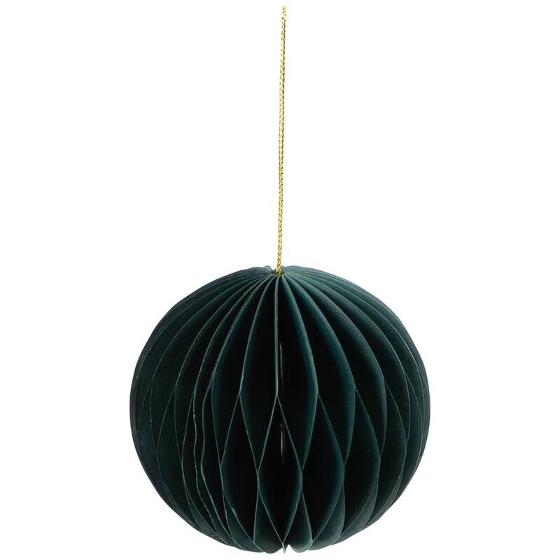 Accordion Honeycomb Foldable Paper Christmas Finial Ornaments - 4" - Green - Set of 4