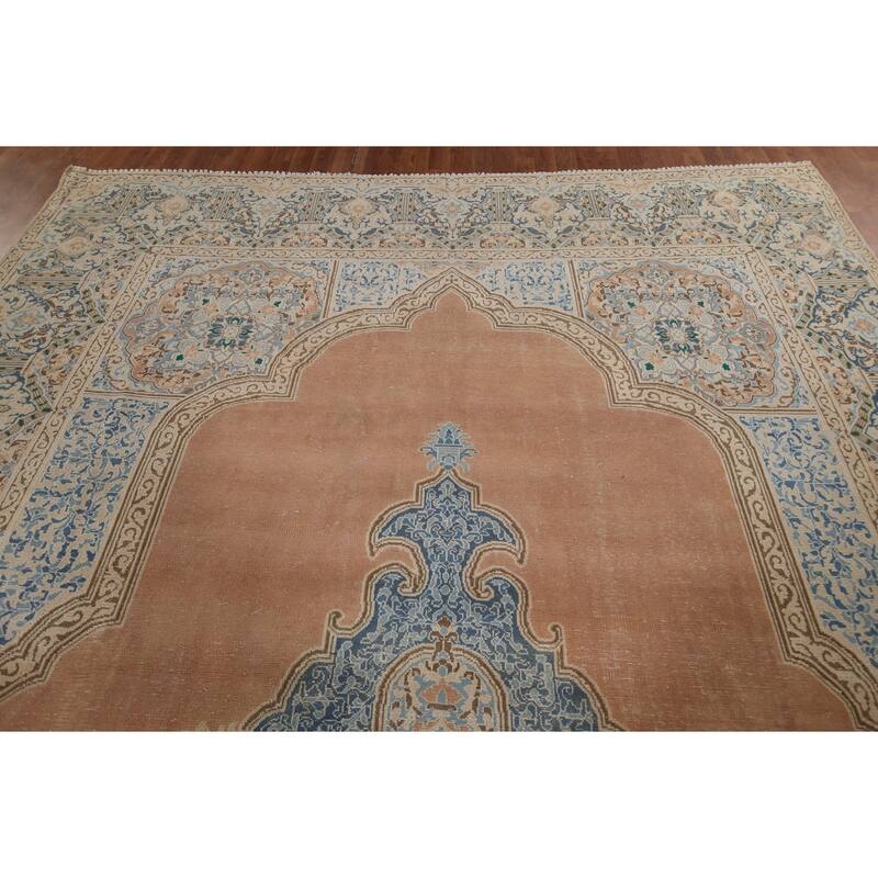 Kerman Vintage Persian Area Rug Handmade Wool Carpet - 9'5" x 12'11"