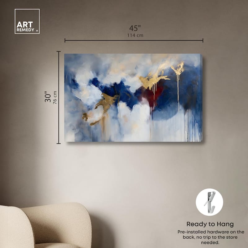 Eclipse of Gold and Blue Canvas by Art Remedy, Gallery Wrapped