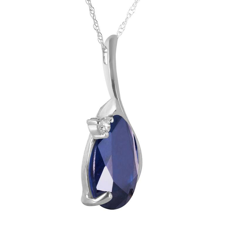 2.53 14K Solid Gold Gemstone Natural Diamond & Sapphire Necklace