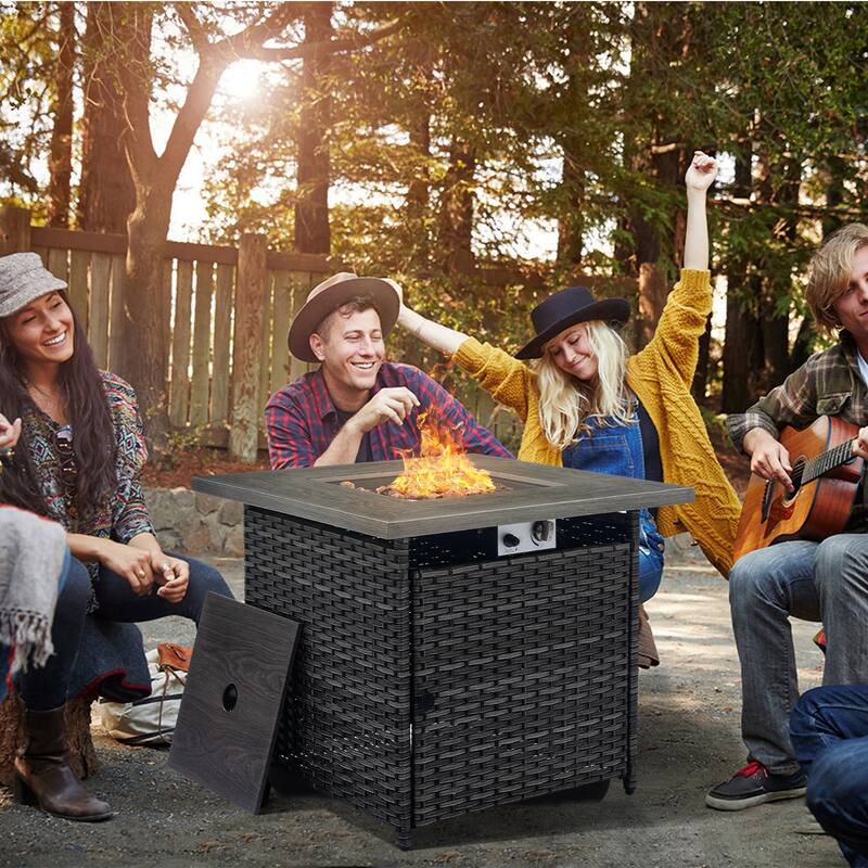Gymojoy 30 inch Fire Pit Table with PE Swivel Chairs
