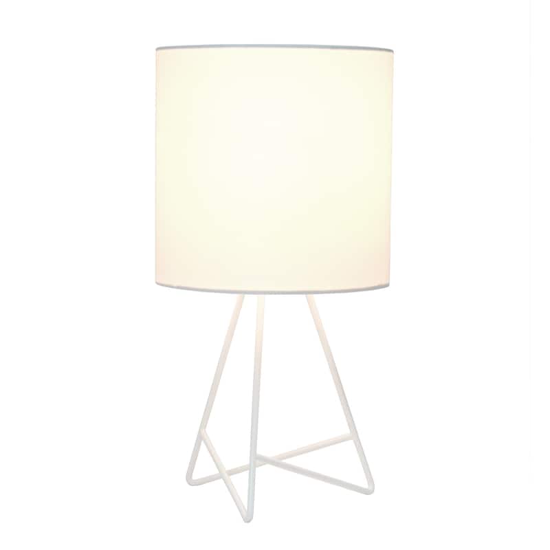 13.5 in. White Finish Table Lamp with White Shade, Sturdy Table Lamp for Living Rooms and Bedrooms