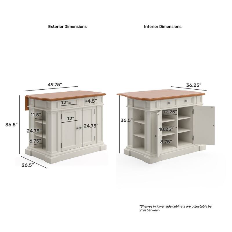 Copper Grove Cannington White Distressed Oak Kitchen Island
